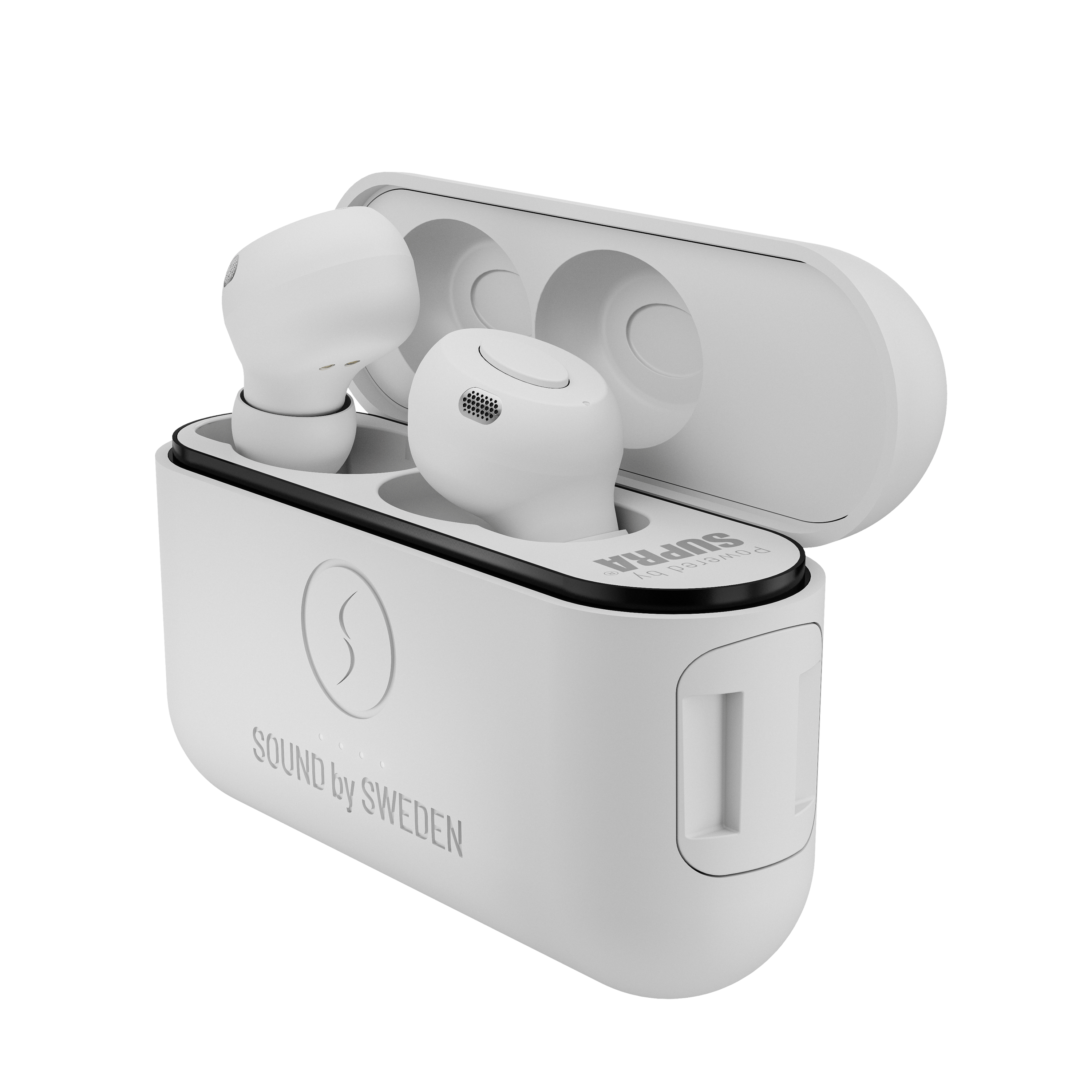 SUPRA NERO-TX2 vita trådlösa hörlurar med 100 timmars batteritid